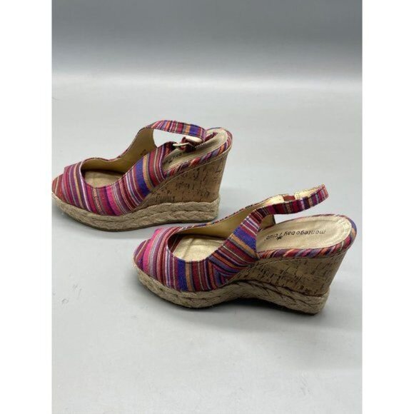 Montego Bay Club open toe strap back wedge heals buckle weaved pink size 9.5 REA - Picture 4 of 8